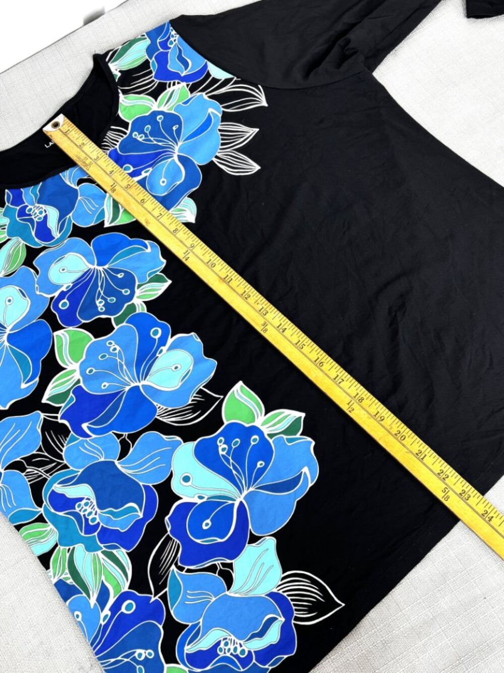 * Lands’ End Casual Career Blue Floral Long Sleeve Top Sz 1 X - Picture 8 of 9